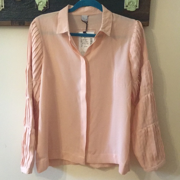 The Label Life Light Pink Pin-tuck Sleeve Blouse Size Large - Picture 5 of 14